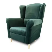 Křeslo ušák, látka smaragdová, charlot