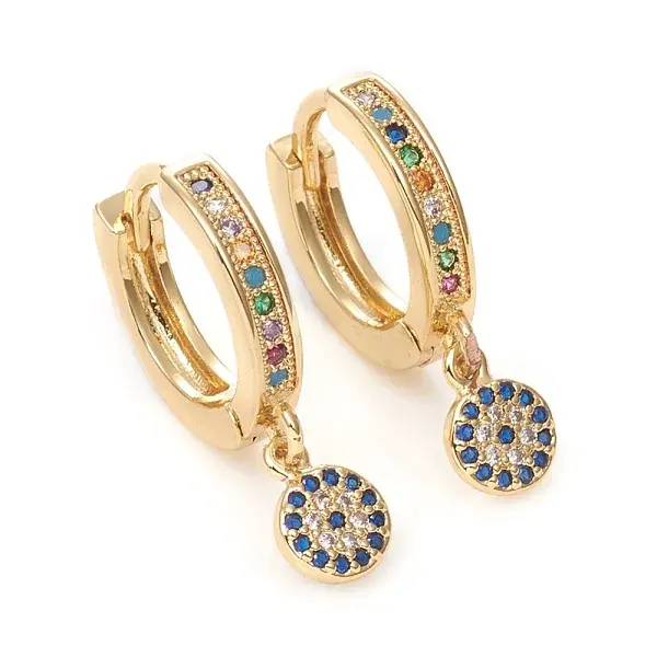 Brass Micro Pave Cubic Zirconia Huggie Hoop Earrings