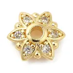 Rack Plating Brass Micro Pave Cubic Zirconia Bead Caps