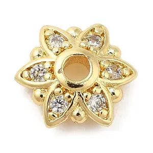 Rack Plating Brass Micro Pave Cubic Zirconia Bead Caps