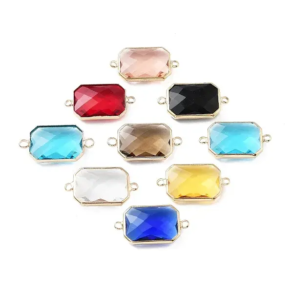 Rack Plating Brass Pave Glass  Connectors Charms