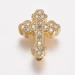 Brass Micro Pave Cubic Zirconia Beads