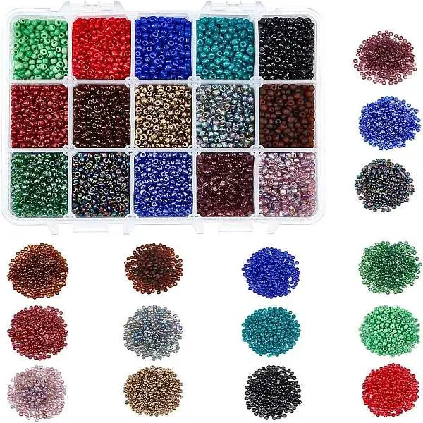 300g 15 Colors Glass Seed Beads