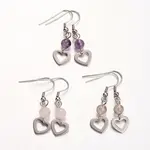 Heart Natural Gemstone Dangle Earrings