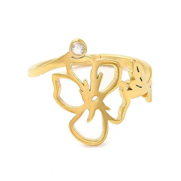 304 Stainless Steel with  Cubic Zirconia Adjustable Rings