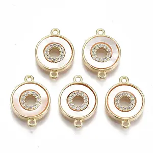 Brass Micro Pave Clear Cubic Zirconia Links Connectors