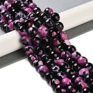 Natural Fire Crackle Agate Beads Strands