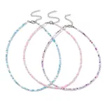 3Pcs 3 Color Glass Seed Beaded Necklaces Set