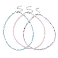 3Pcs 3 Color Glass Seed Beaded Necklaces Set