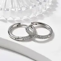 Brass Micro Pave Cubic Zirconia Huggie Hoop Earrings