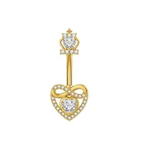 304 Stainless Steel Pave Clear Cubic Zirconia Curved Barbell Belly Rings