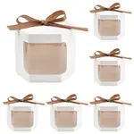 10Pcs Hexagon Kraft Paper Cake Boxes with Visual Window and Ribbon