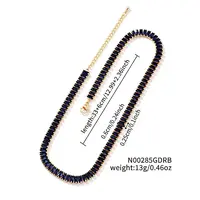 Brass Pave Rectangle Cubic Zirconia Tennis Necklaces for Women