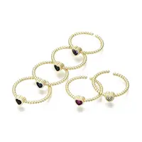 Brass Micro Pave Cubic Zirconia Cuff Rings