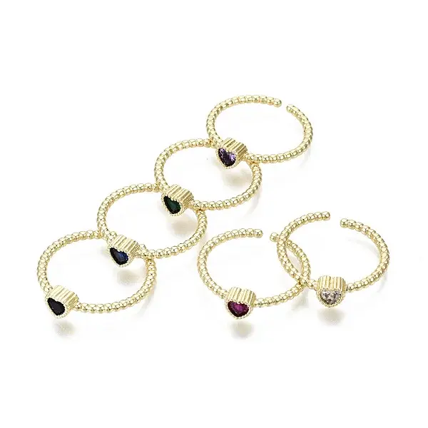Brass Micro Pave Cubic Zirconia Cuff Rings
