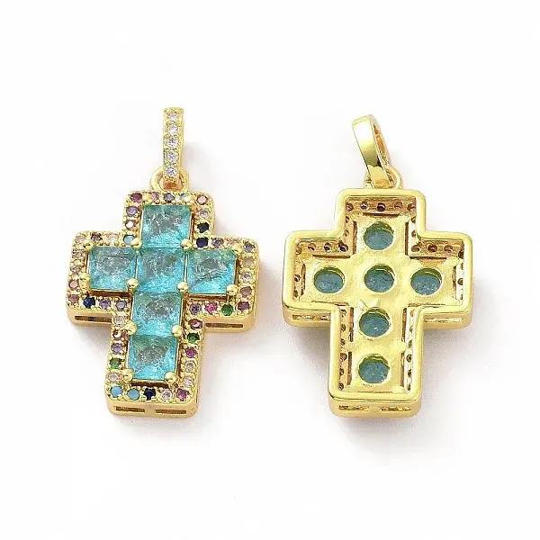 Brass Micro Pave Clear Cubic Zirconia Pendants