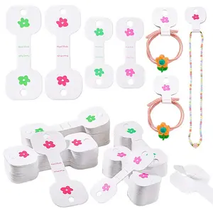 200Pcs 4 Styles Flower Printed Folding Paper Jewelry Display Cards for Bracelets