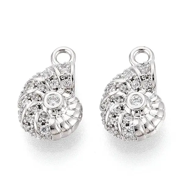Brass Micro Pave Clear Cubic Zirconia Charms