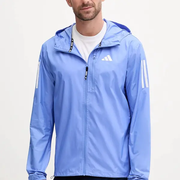 Běžecká bunda adidas Performance Own The Run modrá barva, JX2249