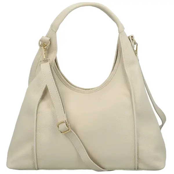 Dámská kožená kabelka na rameno krémová - Delami Vera Pelle Aristid