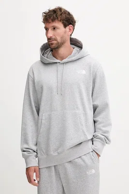 Mikina The North Face Essential pánská, šedá barva, s kapucí, melanžová, NF0A89ESDYX1