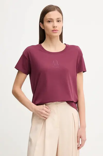 Bavlněné tričko Armani Exchange dámské, béžová barva, XW000830 AF10356