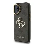 Zadní kryt Guess PU 4G Metal Logo Stand Camera Frame pro Aplle iPhone 16, černá