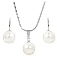 Levien Elegantní sada náhrdelníku a náušnic Pearl White