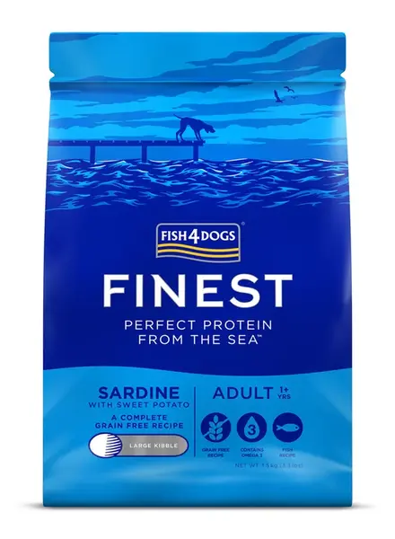 FISH4DOGS Granule velké pro dospělé psy Finest sardinka se sladkými bramborami 1,5 kg, 1+