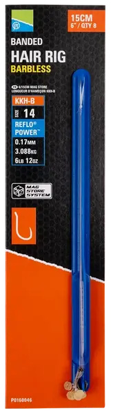 Preston innovations návazec kkh-b banded hair rig 15 cm 8 ks - velikost háčku 14