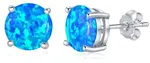 Silvego Stříbrné náušnice s modrým syntetickým opálem JJJEB302004