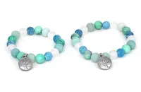 Agato Minerální náramek pro matku s dcerou MINK46/SET (jadeit, howlit, achát, amazonit)