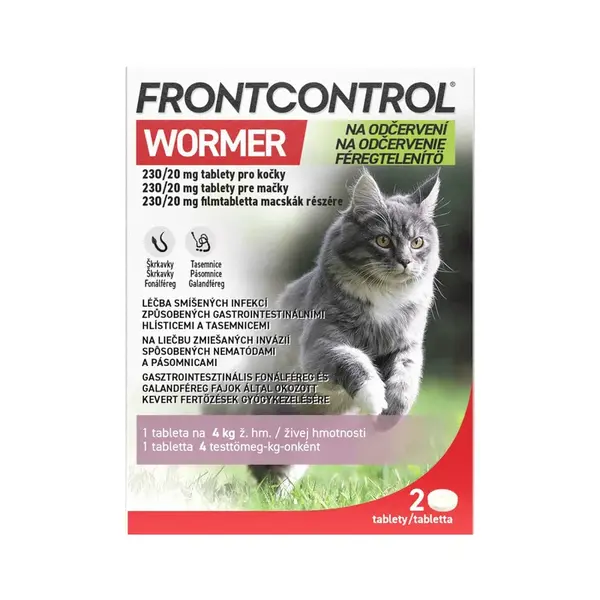 Frontcontrol Wormer na odčervení pro kočky 2 tablety