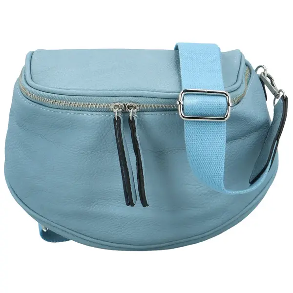 Stylová dámská koženková kabelko-ledvinka Ergitta new, světle modrá