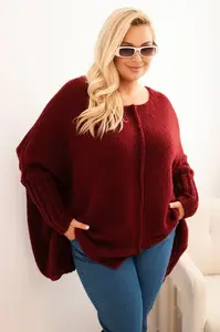 Kesi Włoski Dámsky sveter Plus Size z akrylom s voľným strihom a rukávom 3/4 fango