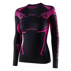 Dámské funkční triko Brubeck Dry s dlouhým rukávem Black/Fuchsia M