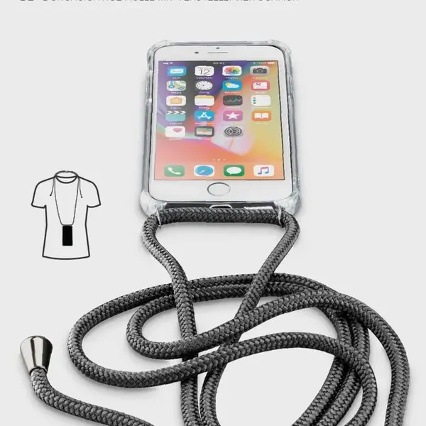 Cellularline Neck-Case zadní kryt čirý pro Apple iPhone 6/7/8/SE 2020, s černou šňůrkou