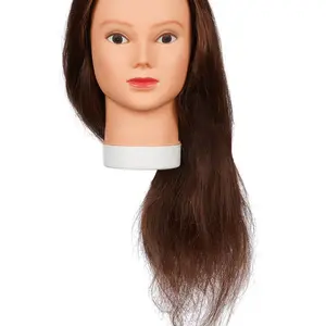 Cvičná hlava s přírodními vlasy Original Best Buy Elena - hnědá, 20-50 cm (0030261) + dárek zdarma