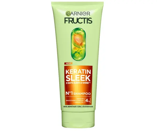 Uhlazující šampon pro suché a krepaté vlasy Garnier Fructis Keratin Sleek Shampoo - 200 ml + dárek zdarma