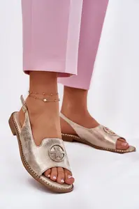 S. BARSKI Dámské sandály na plochém podpatku s ozdobou S.Barski