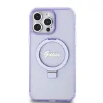 Zadní kryt Guess IML Ring Stand Glitter MagSafe pro Apple iPhone 15 Pro Max, nachová