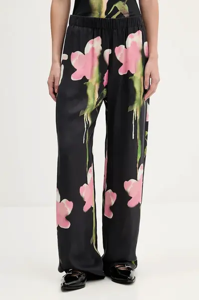 Kalhoty Stine Goya dámské, černá barva, široké, high waist, SG-AW25-P009-2263