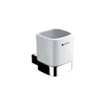 Nimco Kibo - Pohárek na kartáčky a pastu s držákem, bílá keramika/chrom Ki 14058K-26