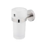 Nimco Unix - Pohárek na kartáčky a pastu s držákem, matné sklo/broušená nerez UNM 13058W-10