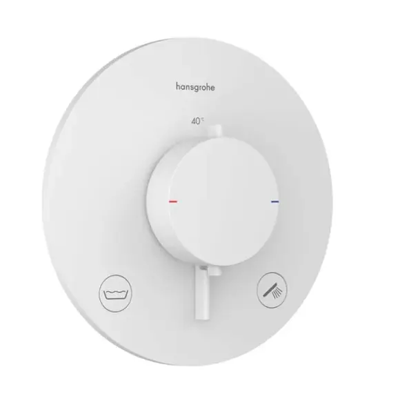 Hansgrohe Ecostat Comfort S - Termostatická baterie pod omítku, pro 2 spotřebiče, matná bílá 33718700