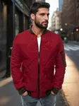 Pánská bunda prošívaná bomber jacket burgundská červeň Dstreet