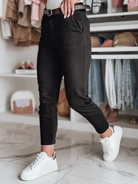 Dámské slim fit kalhoty s páskem TAIRONIK černé