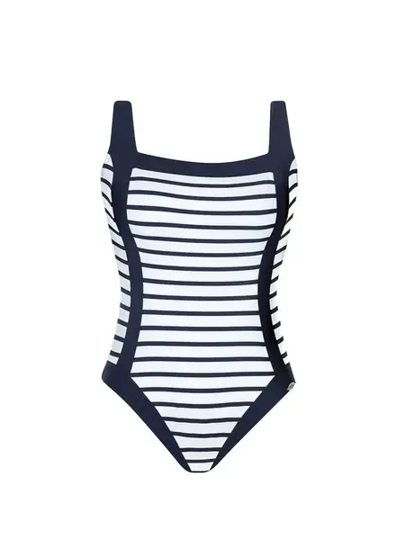SUNFLAIR Jednodielne plavky  tmavomodrá / biela