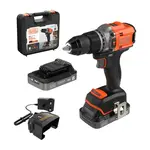 BLACK+DECKER Nářadí - 18V AKU vrtačka s příklepem, 2x aku 2,0 Ah Li-Ion, nabíječka BLD683D2XK-QW