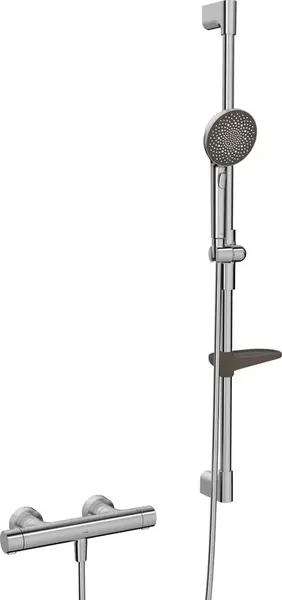 Hansa Prisma - Sprchový set s termostatom, 3 prúdy, brúsená oceľ 4813043180